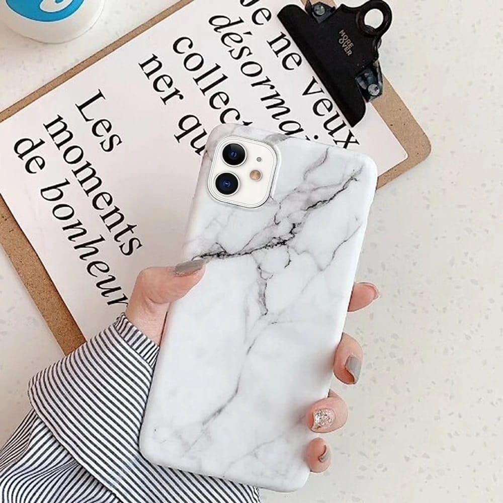 Etui do iPhone 12 Pro Max marmurkowe eleganckie biało-czarne