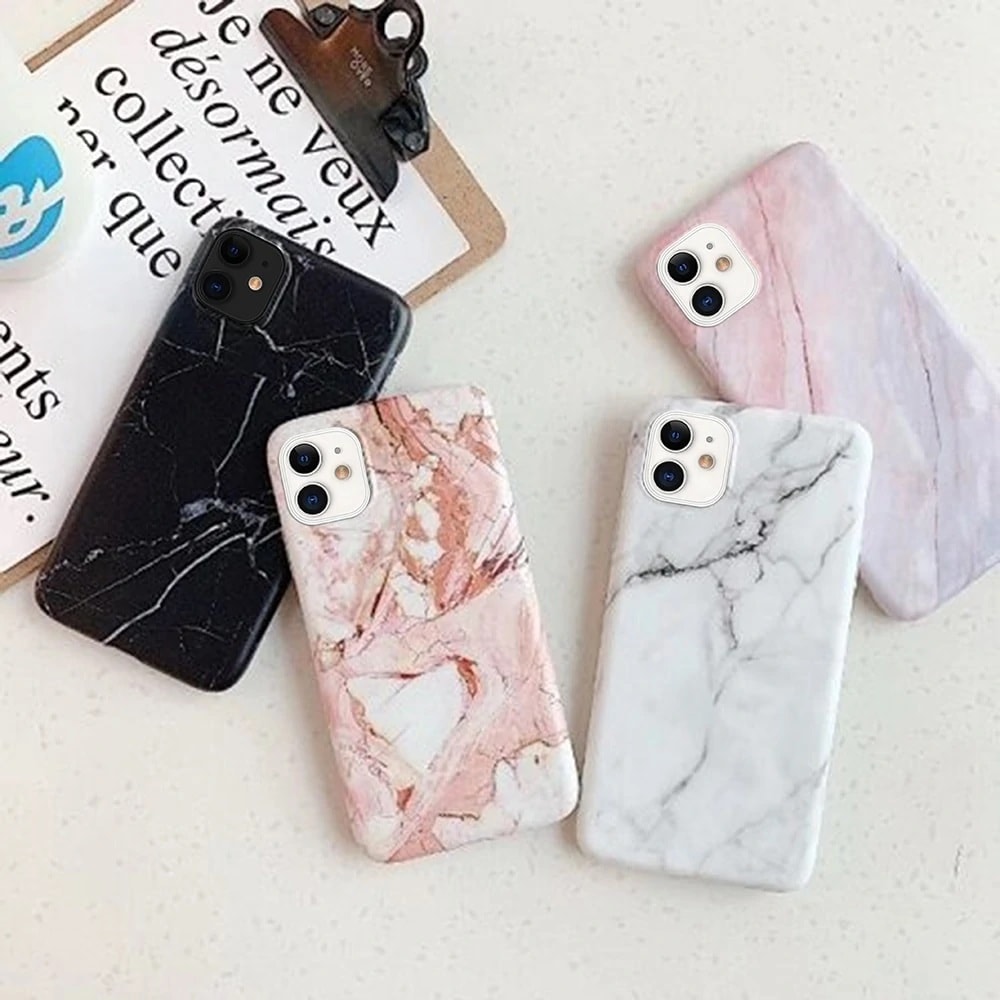 Etui do iPhone 12 Pro Max marmurkowe eleganckie biało-czarne