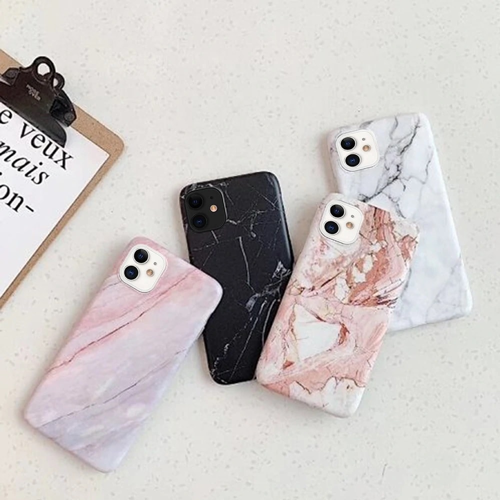 Etui do iPhone 12 Pro Max marmurkowe eleganckie biało-czarne