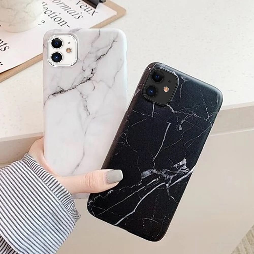 Etui do iPhone 12 Pro Max marmurkowe eleganckie biało-czarne