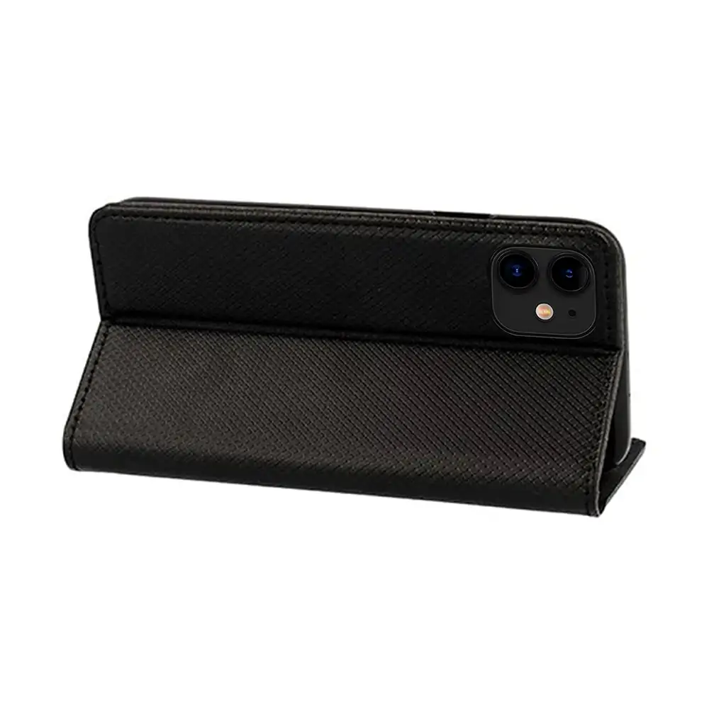 Etui do iPhone 11 książkowe na magnes z trwałego niebrudzącego się materiału, czarne