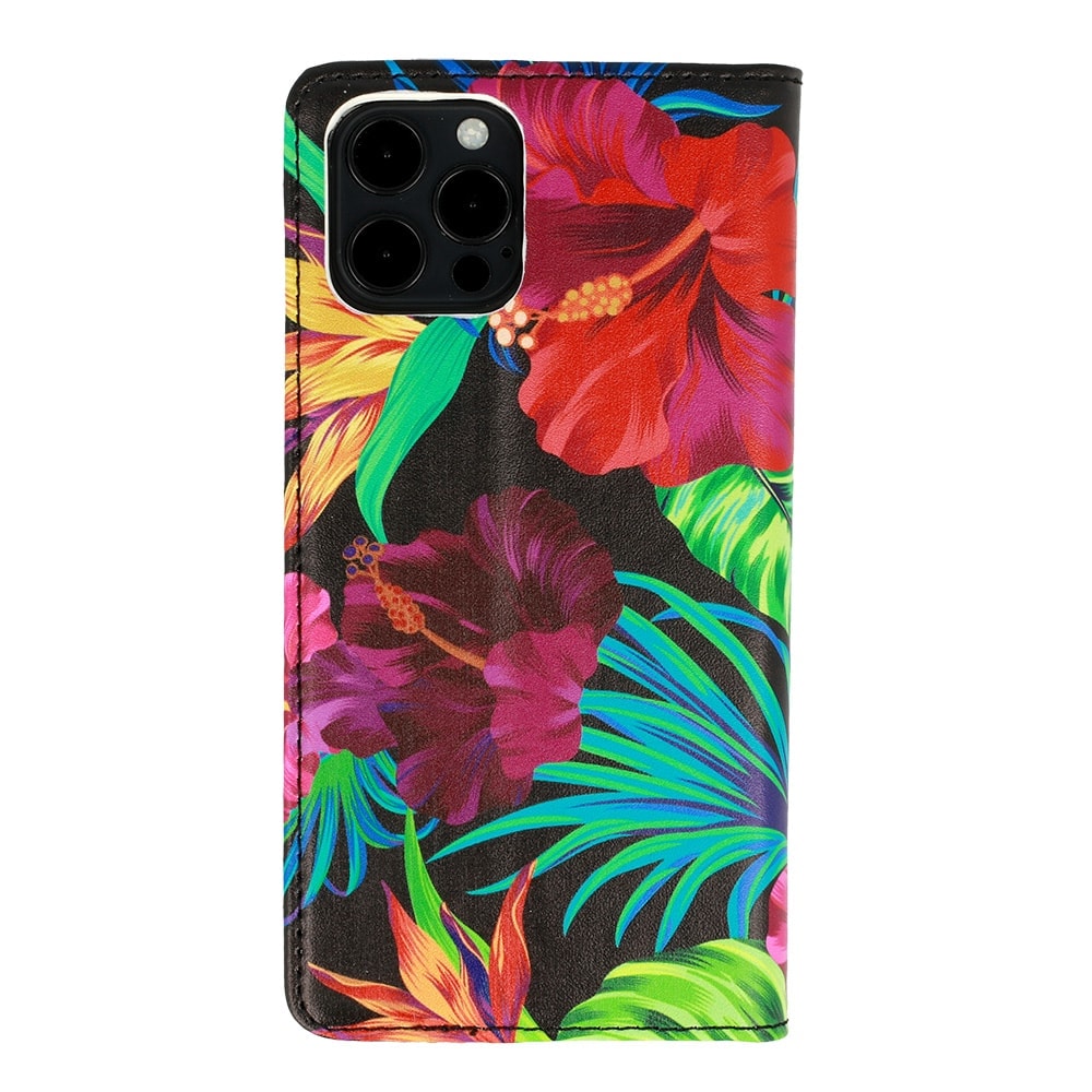 Etui do iPhone 12 Pro Max eleganckie zamykane kolorowe kwiaty na ciemnym tle