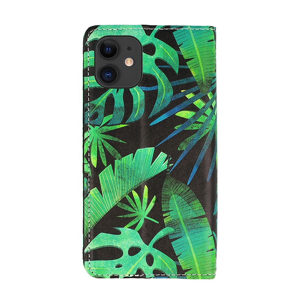 Etui do iPhone 12 Mini eleganckie stylowe zielone egzotyczne liście