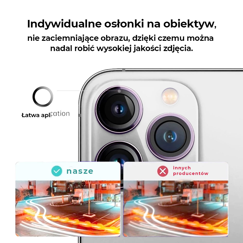 Metalowa osłona obiektywów szkło na aparat iPhone 12 Pro fiolet