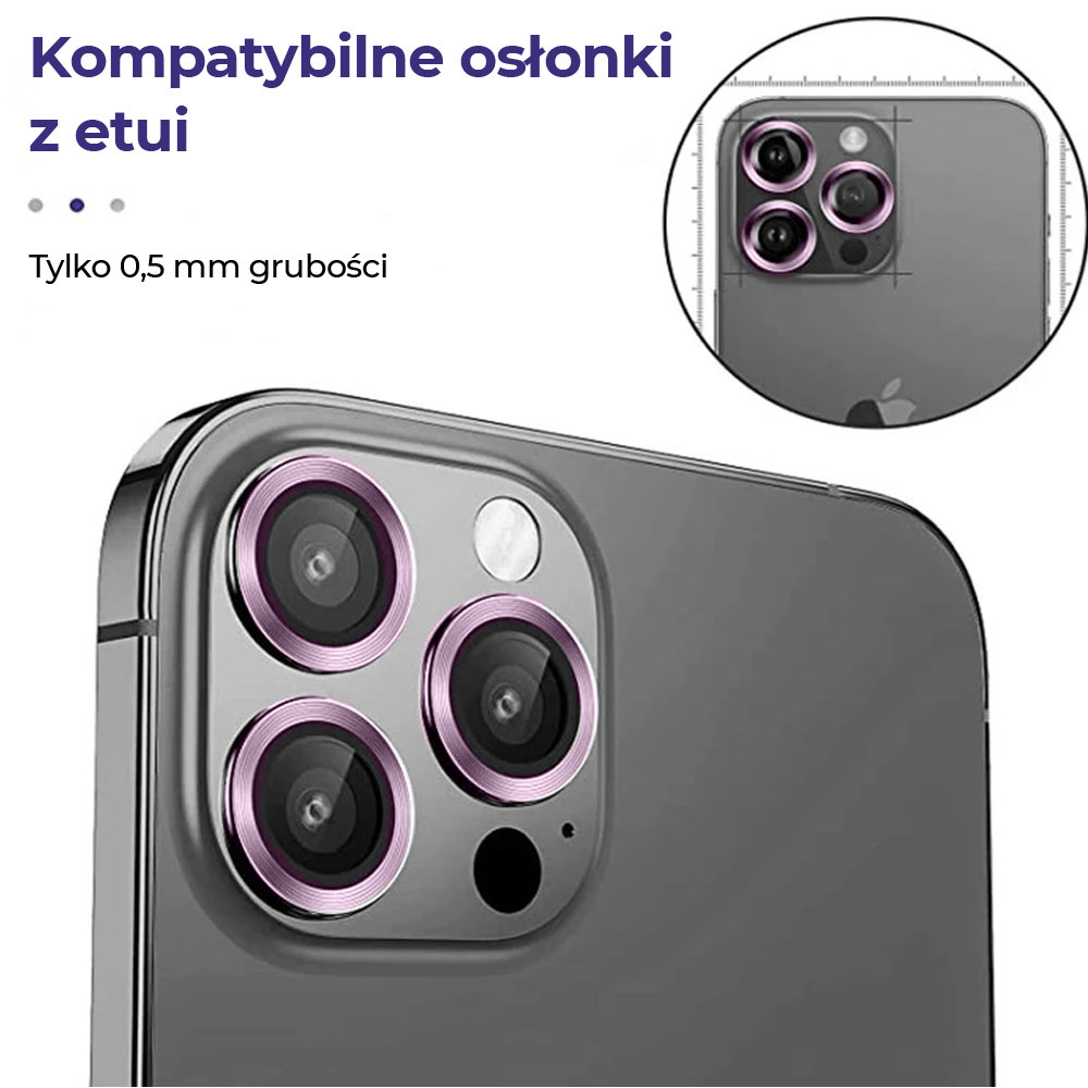 Metalowa osłona obiektywów szkło na aparat iPhone 12 Pro fiolet