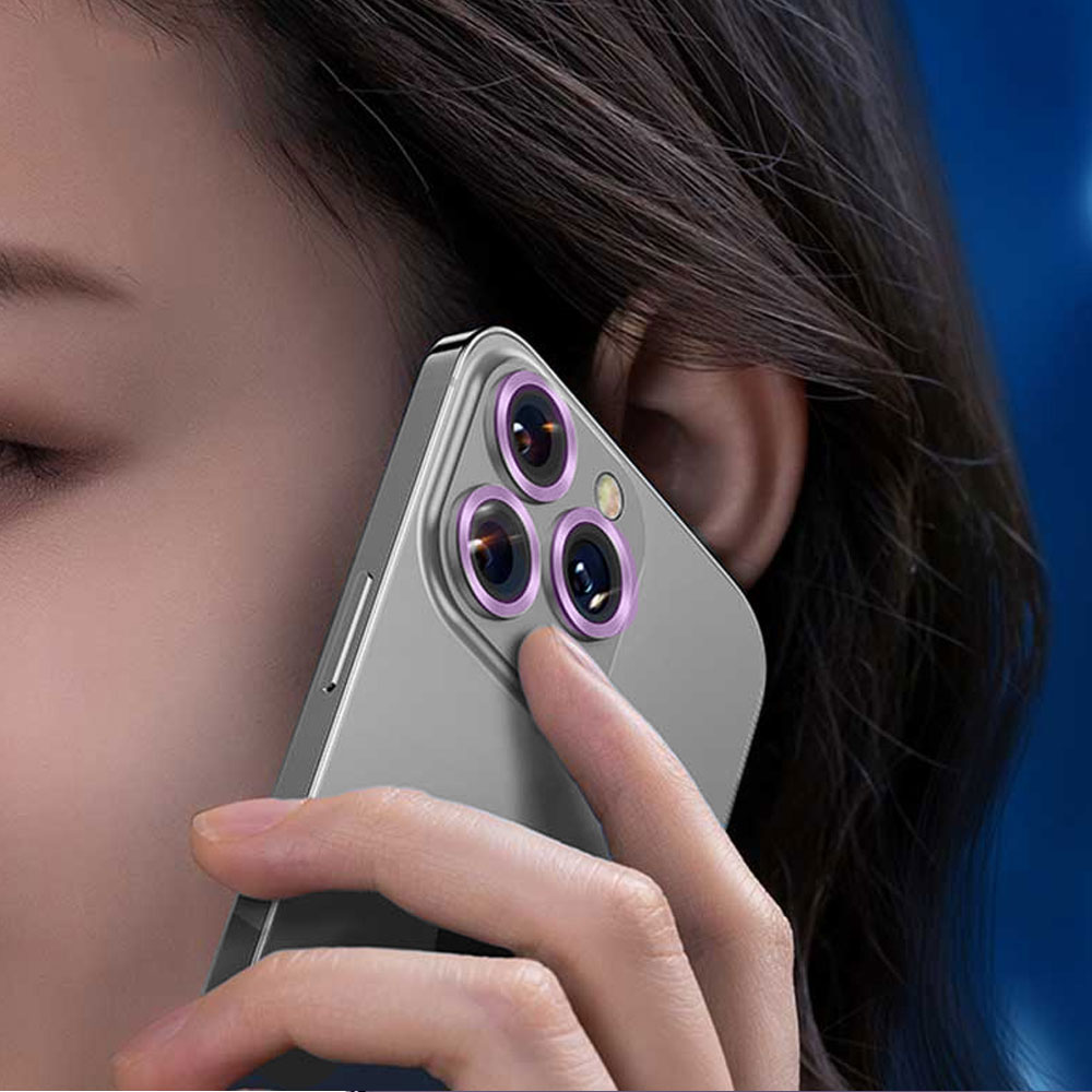 Metalowa osłona obiektywów szkło na aparat iPhone 12 Pro fiolet