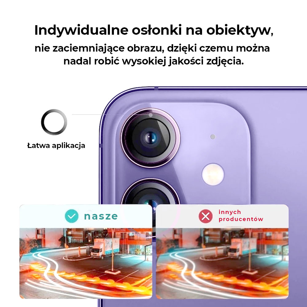 Metalowa osłona obiektywów szkło na aparat iPhone 12 Mini, fiolet