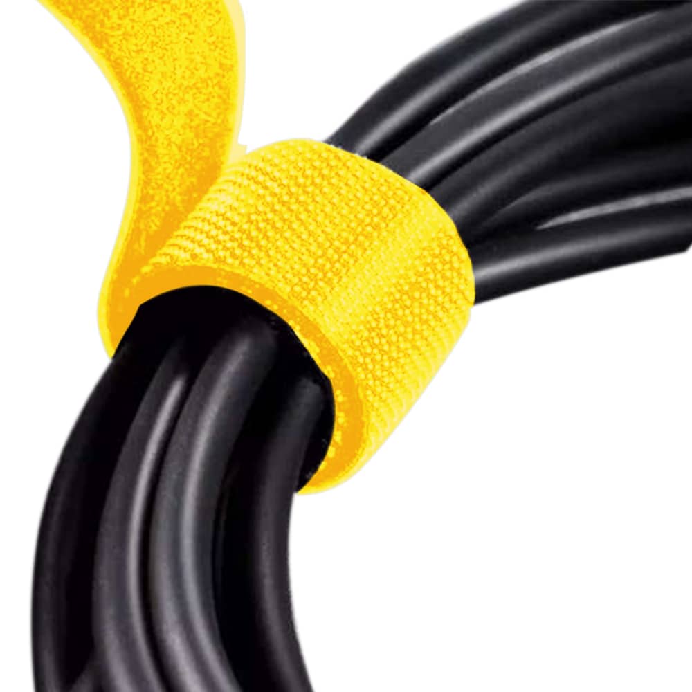 Zestaw 3x taśma na kable organizer długość taśmy 5 cm w kolorze żółtym