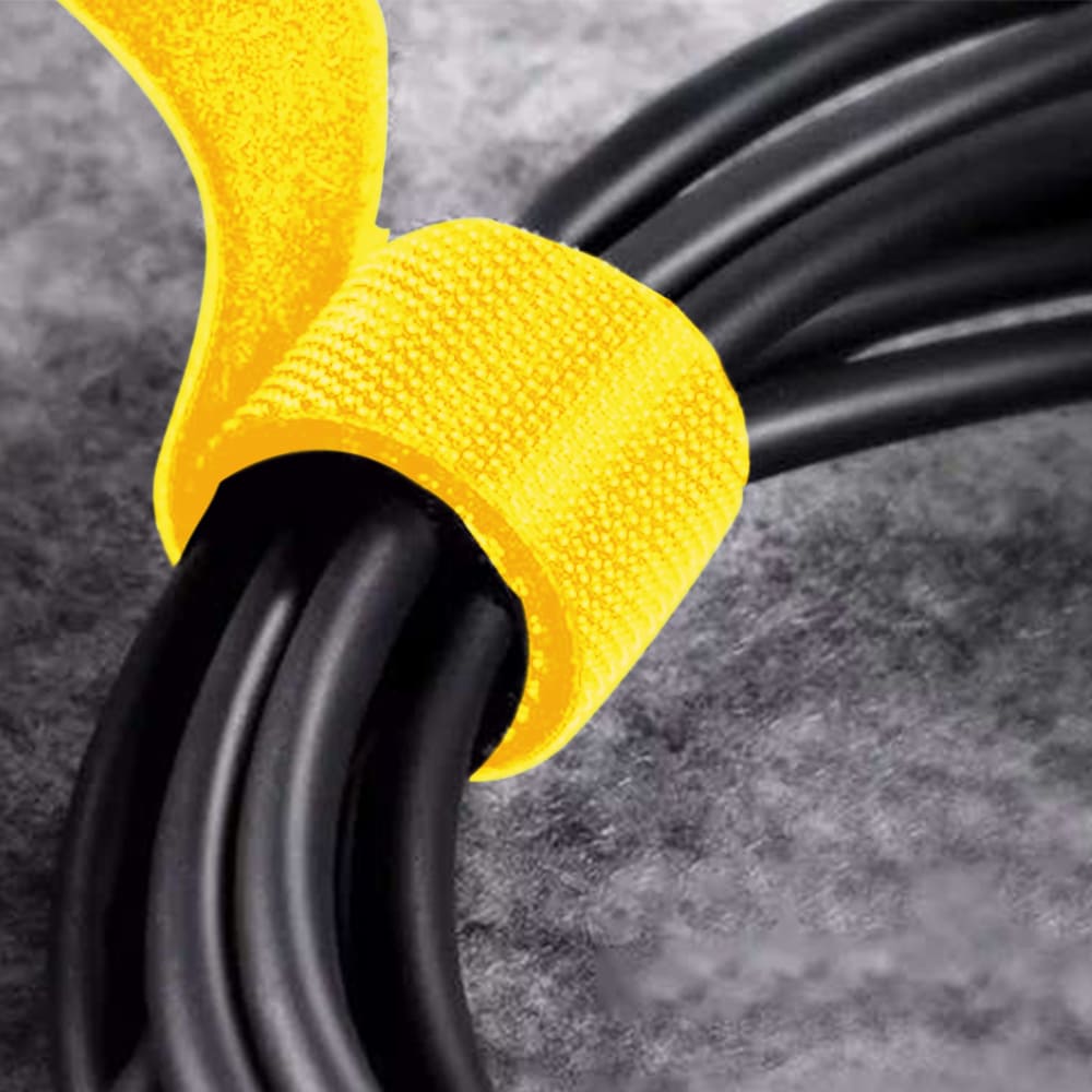 Zestaw 3x taśma na kable organizer długość taśmy 5 cm w kolorze żółtym