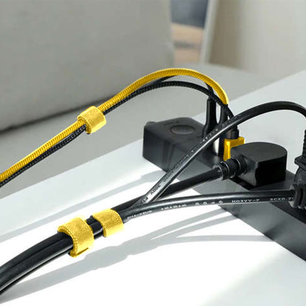 Zestaw 3x taśma na kable organizer długość taśmy 5 cm w kolorze żółtym