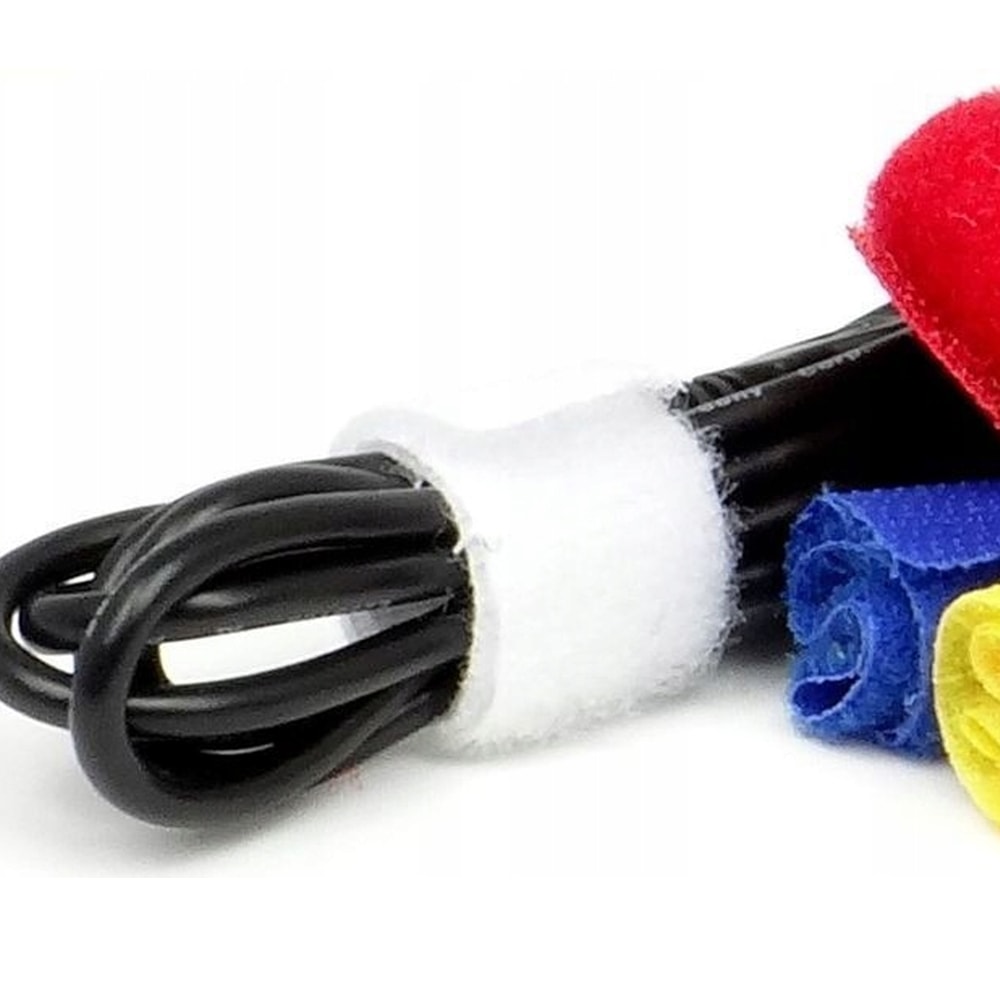 Zestaw 3x taśma na kable organizer długość taśmy 5 cm w kolorze białym