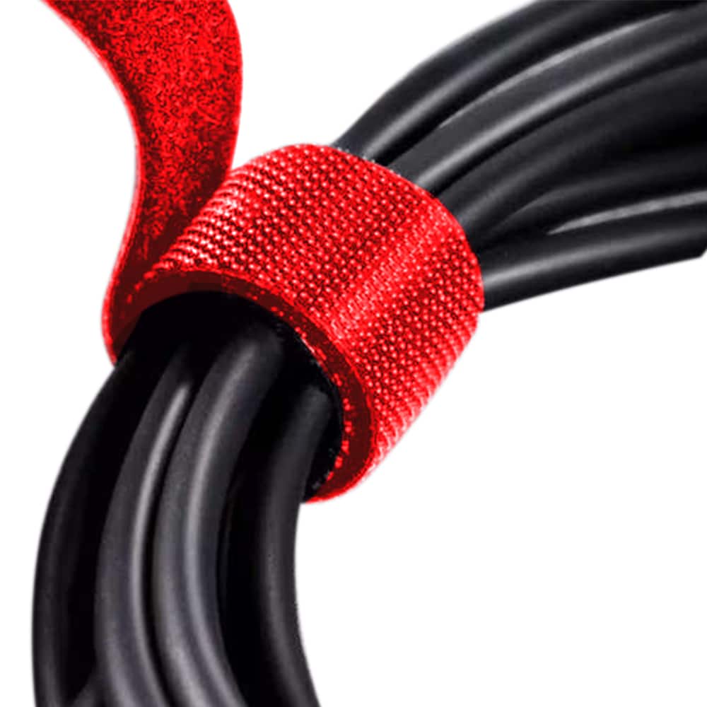 Zestaw 3x taśma na kable organizer długość taśmy 5 cm w kolorze czerwonym