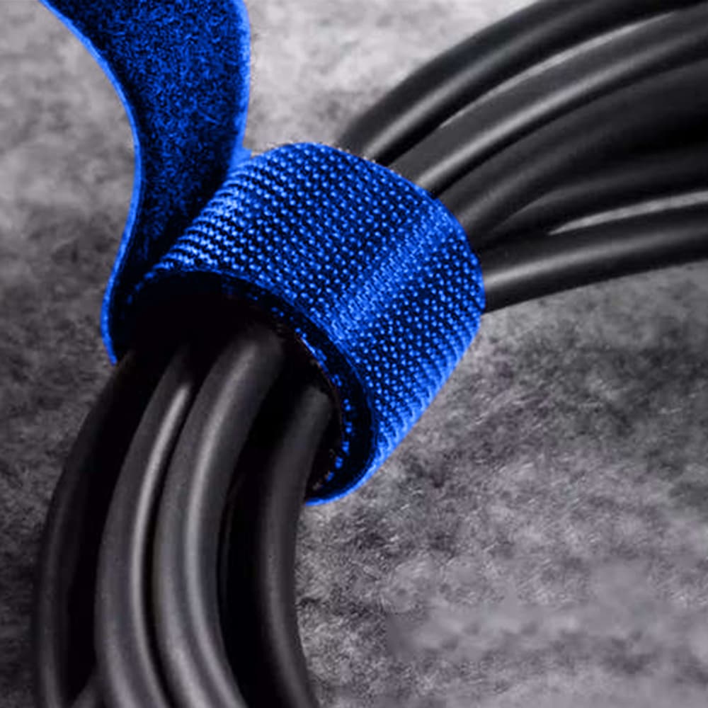 Zestaw 3x taśma na kable organizer długość taśmy 5 cm w kolorze niebieskim