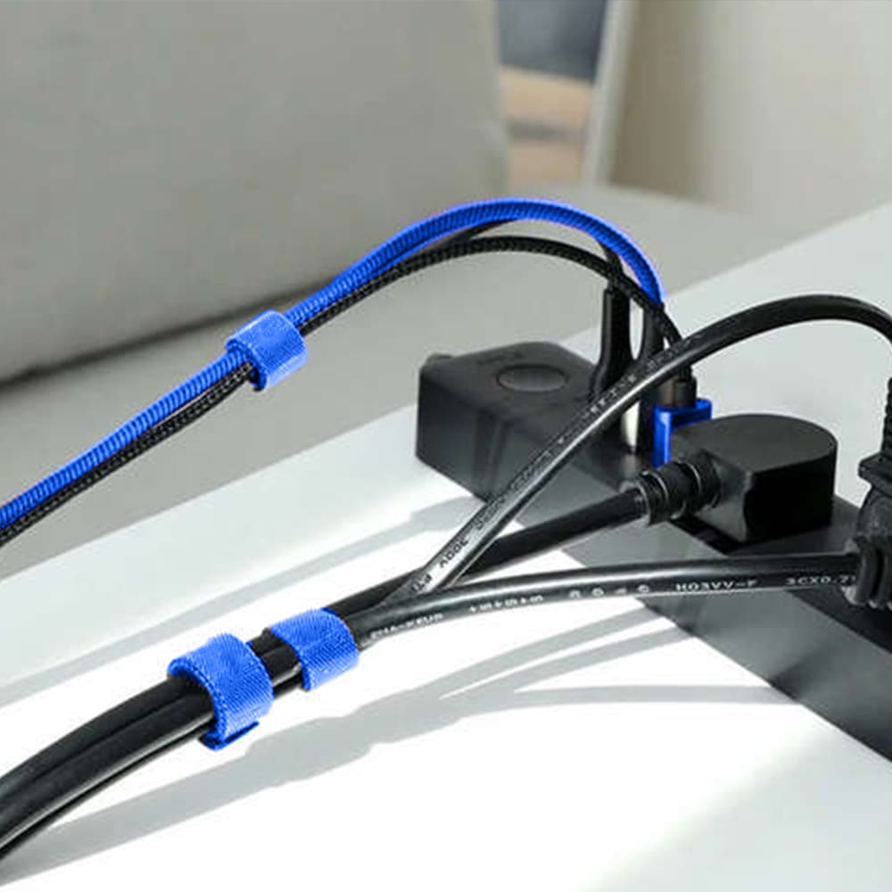 Zestaw 3x taśma na kable organizer długość taśmy 5 cm w kolorze niebieskim
