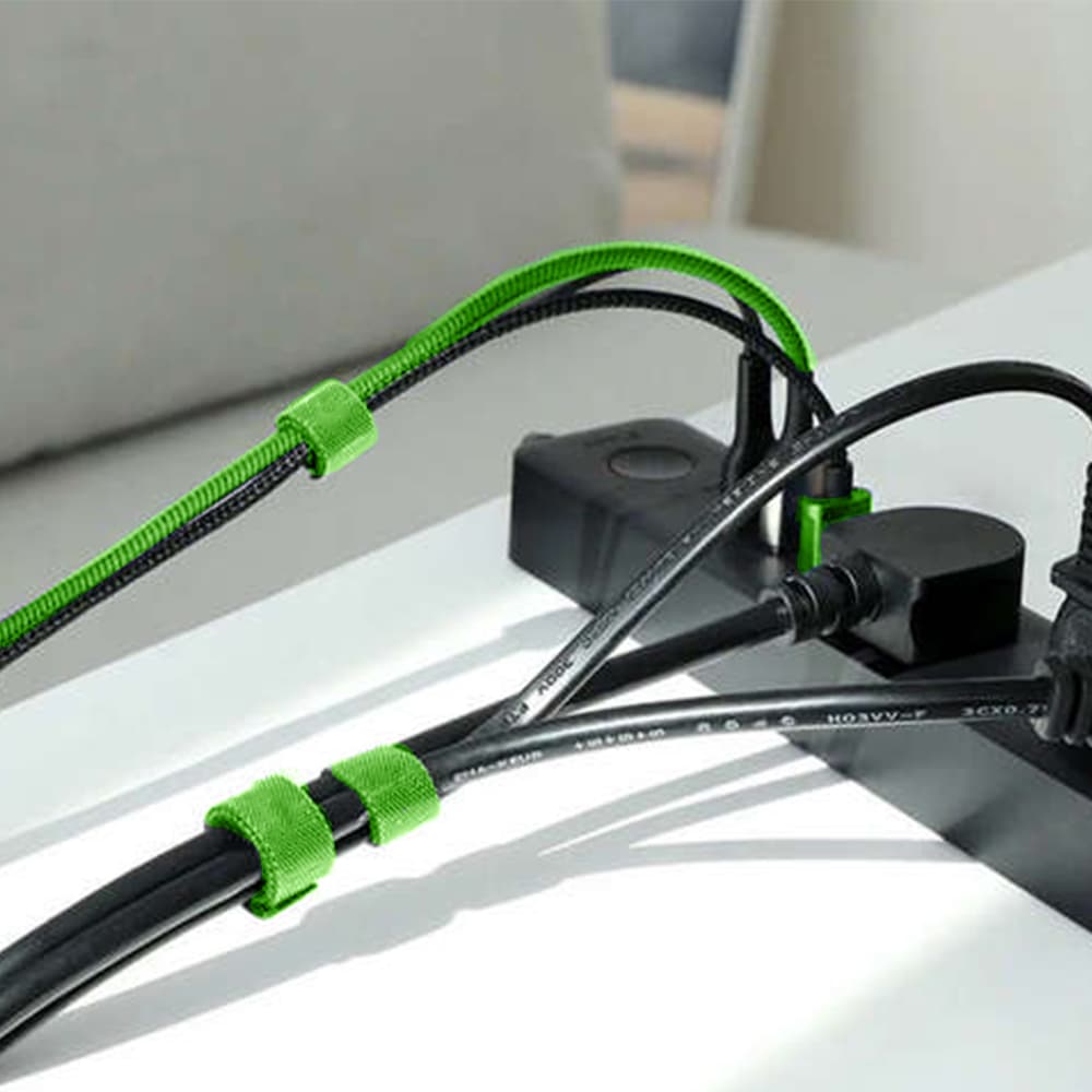 Zestaw 3x taśma na kable organizer długość taśmy 5 cm w kolorze zielonym
