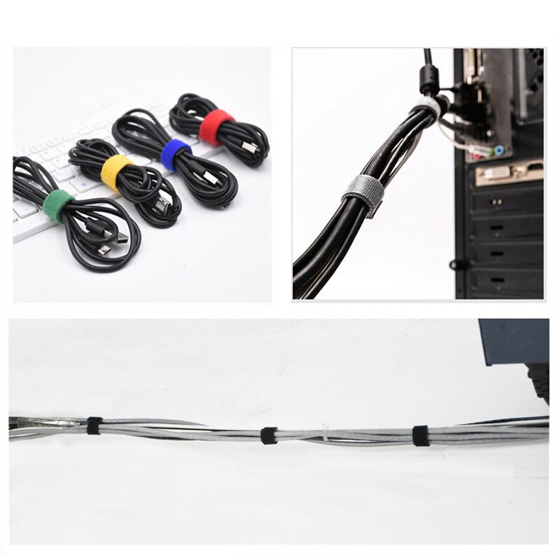 Zestaw 3x taśma na kable organizer długość taśmy 5 cm w kolorze czerwonym