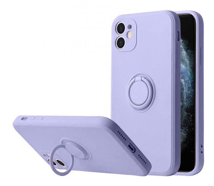 Etui do iPhone 11 Magnetic Ring matowe nie widać śladów, uchwyt magnetyczny fioletowe