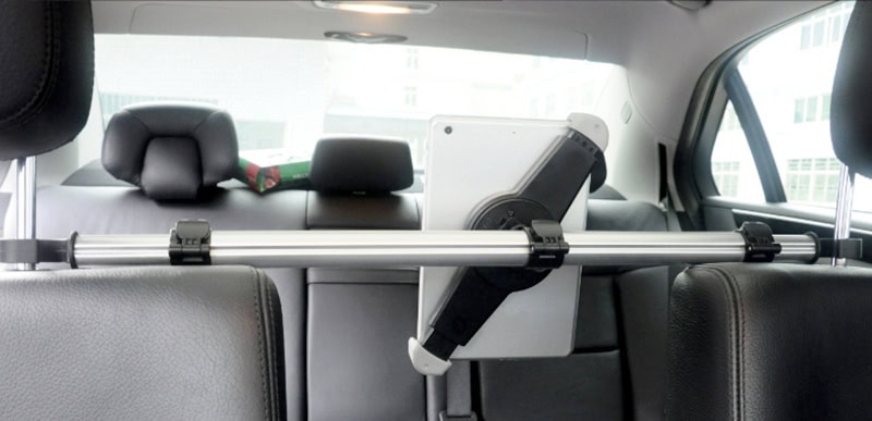 Uchwyt samochodowy na tablet, montowany na dwa zagłówki 7-11 cali, srebrny