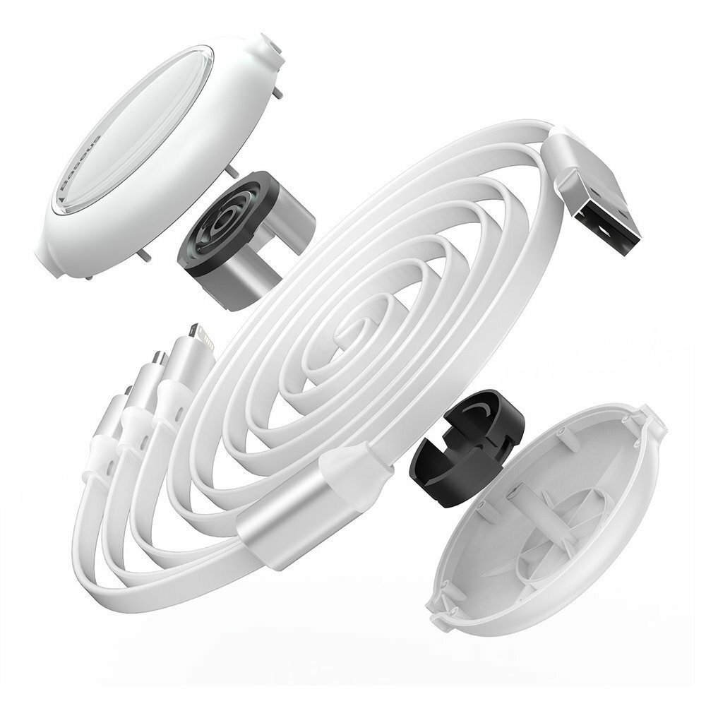 Kabel 3w1 USB – na micro USB, Lightning, USB Typ C, 1.2 metra, biały