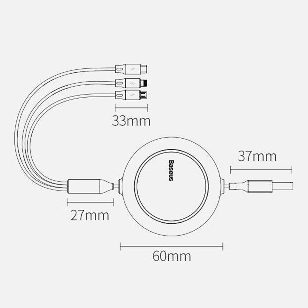 Kabel 3w1 USB – na micro USB, Lightning, USB Typ C, 1.2 metra, biały