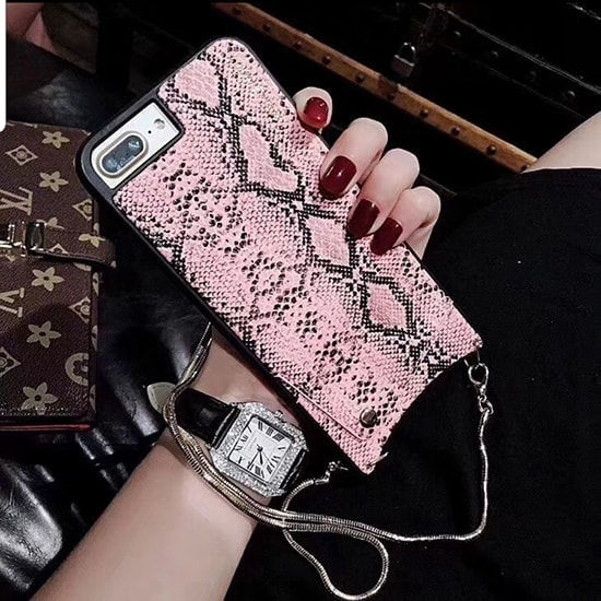 Eleganckie stylowe etui torebka, szara wężowa skóra do iPhone XR