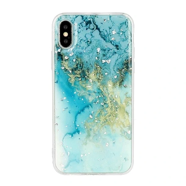 Etui do iPhone 11 Pro silikonowe cienkie zielono-turkusowy marmurek
