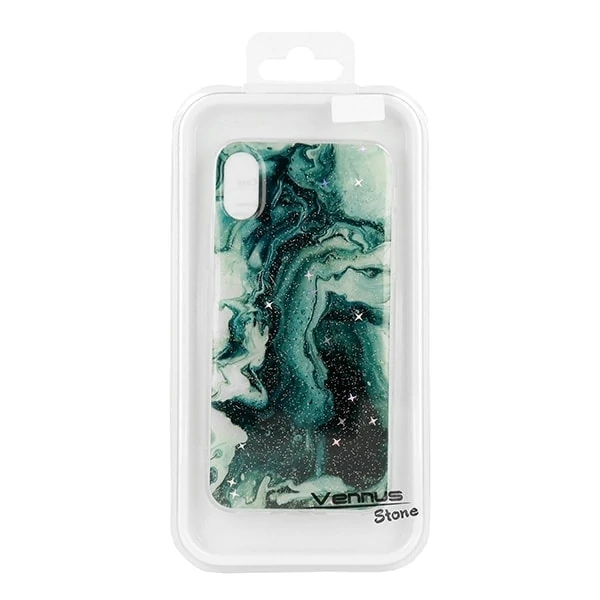 Etui do iPhone 11 Pro silikonowe cienkie, ciemnozielony marmurek