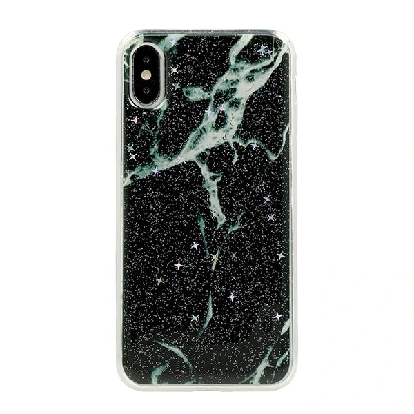 Silikonowe cienkie etui czarny marmurek do IPhone XS Max