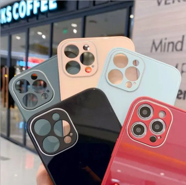 Etui do iPhone 12 Pro szklany tył stylowe bordowe