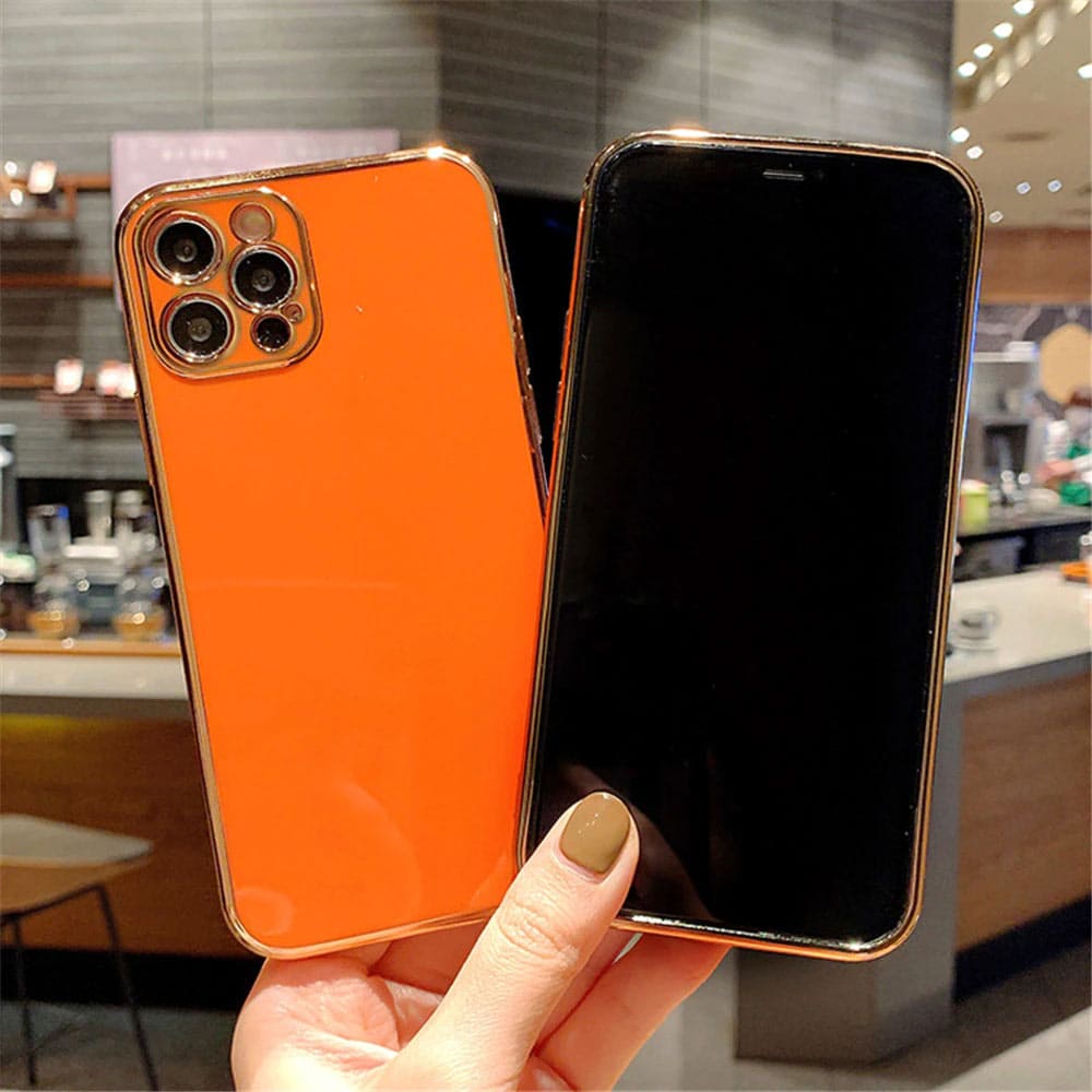 Etui do iPhone 12 Pro luksusowe stylowe pomarańczowe