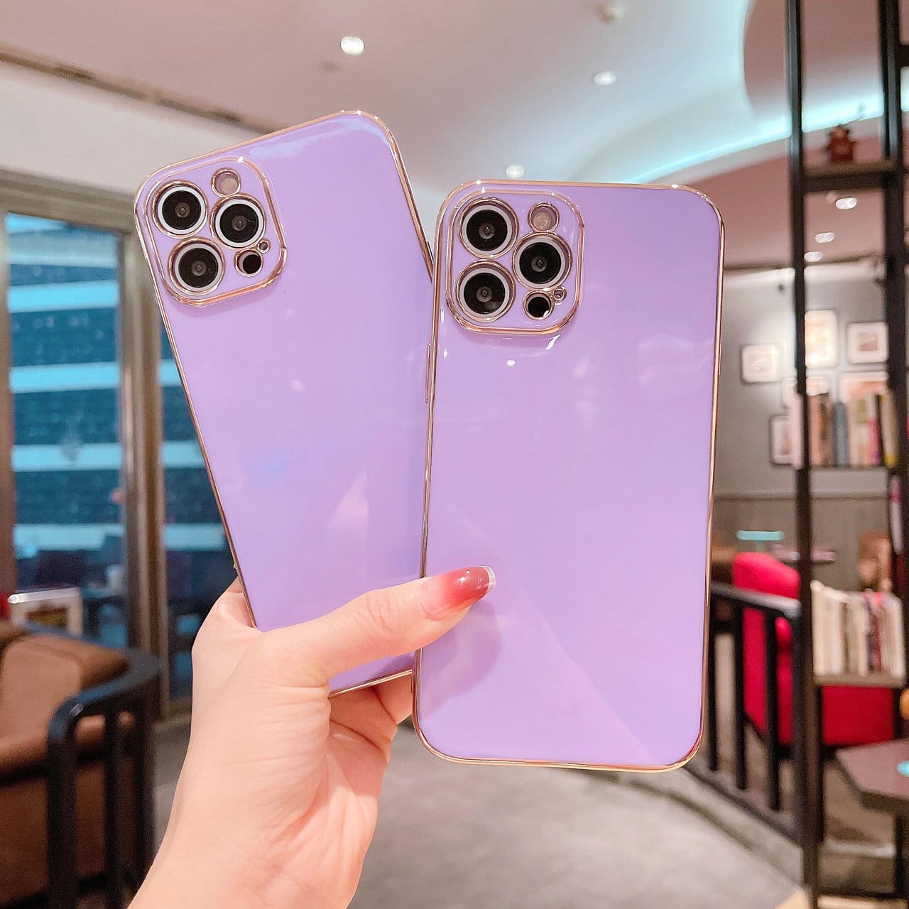 Etui do iPhone 12 Pro luksusowe stylowe, liliowe fioletowe