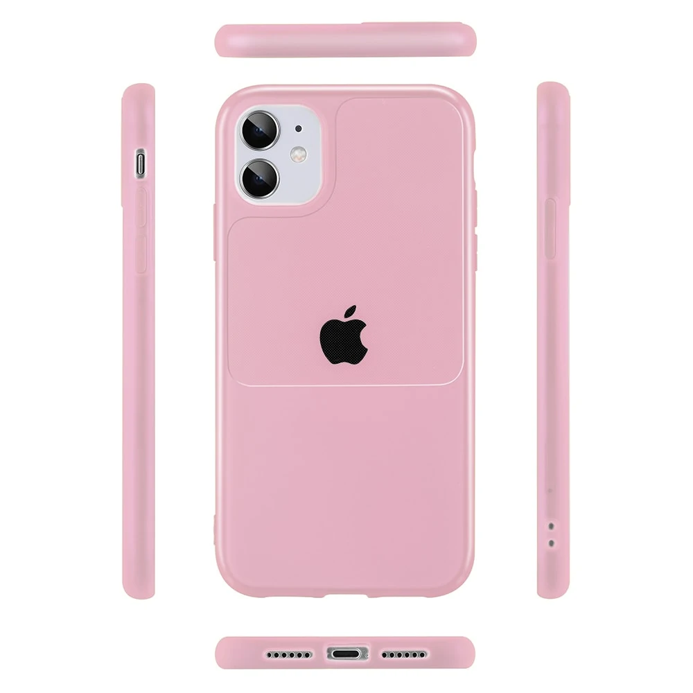 Etui do iPhone 12 Pro silikonowe elastyczne, Window case, różowe