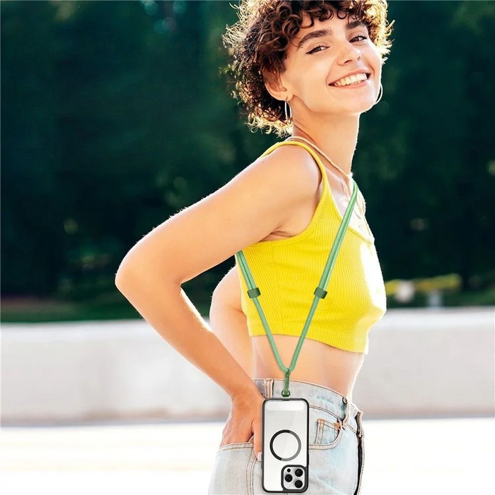 Smycz do telefonu, regulowana, zielona