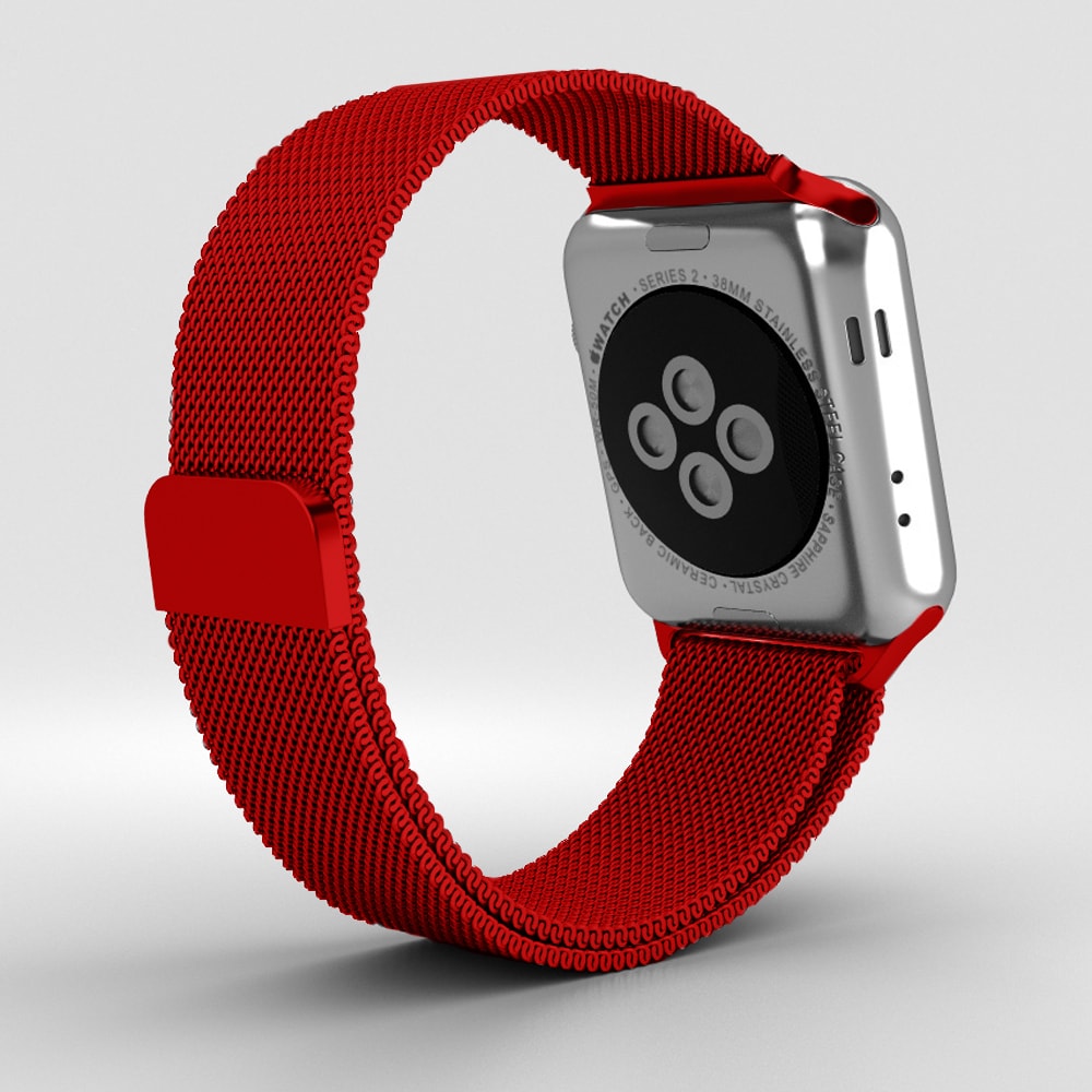 Czerwona bransoleta milanese elegancka do zegarka Apple Watch Ultra 1-2 / Series 4-10 / SE 44/45/46/49mm