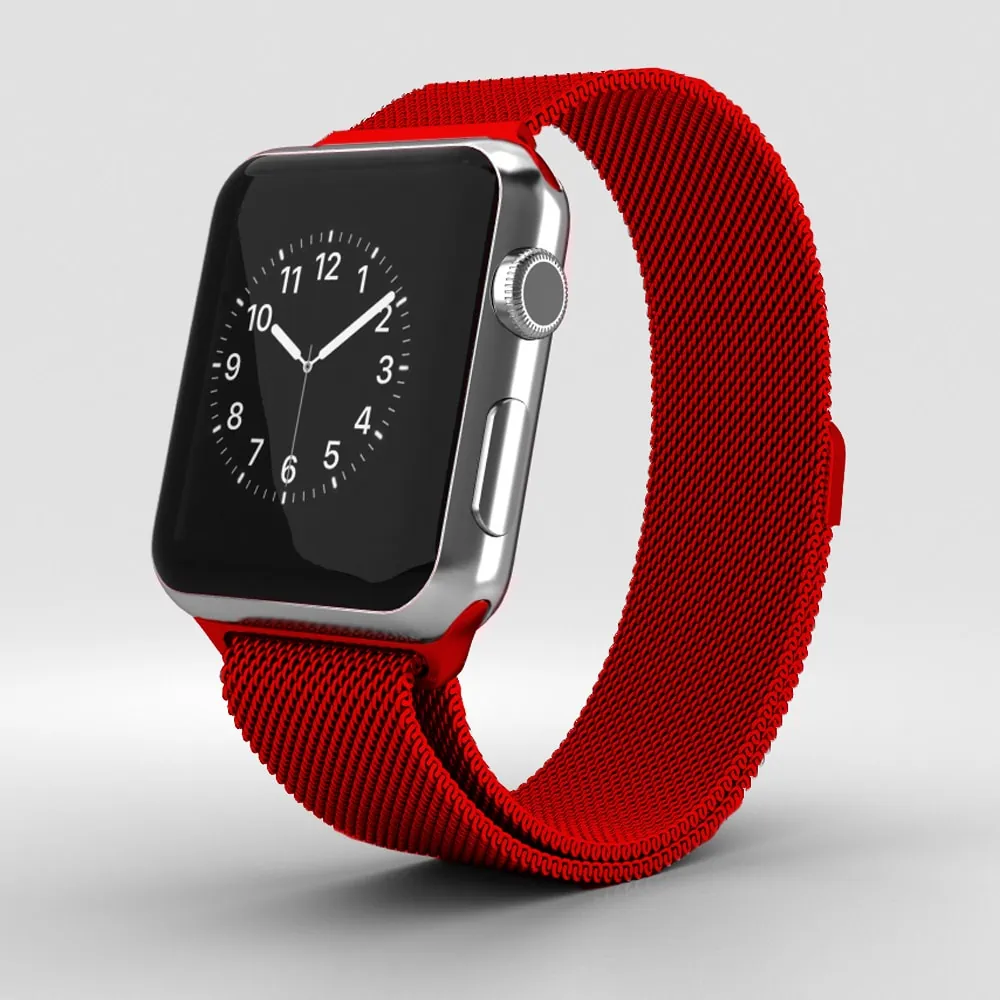 Czerwona bransoleta milanese elegancka do zegarka Apple Watch Ultra 1-2 / Series 4-10 / SE 44/45/46/49mm