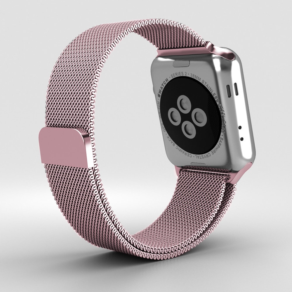 Różowa bransoleta milanese elegancka do zegarka Apple Watch Ultra 1-2 / Series 4-10 / SE 44/45/46/49mm