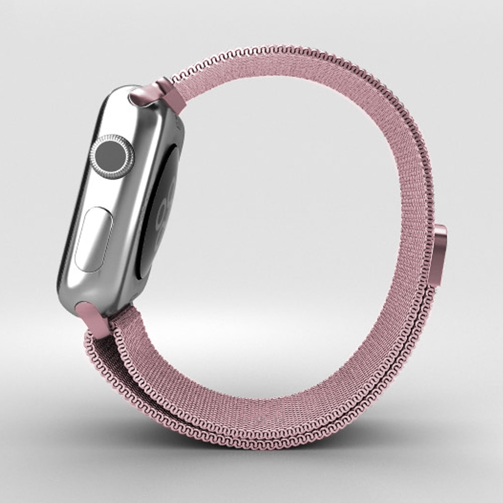 Różowa bransoleta milanese elegancka do zegarka Apple Watch Ultra 1-2 / Series 4-10 / SE 44/45/46/49mm