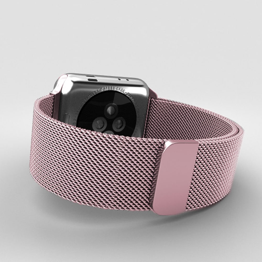 Różowa bransoleta milanese elegancka do zegarka Apple Watch Ultra 1-2 / Series 4-10 / SE 44/45/46/49mm