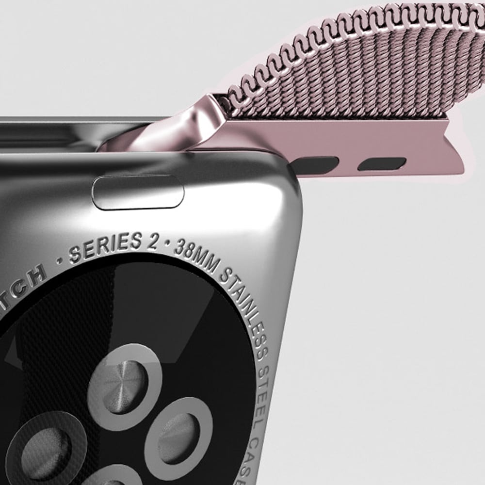 Różowa bransoleta milanese elegancka do zegarka Apple Watch Ultra 1-2 / Series 4-10 / SE 44/45/46/49mm