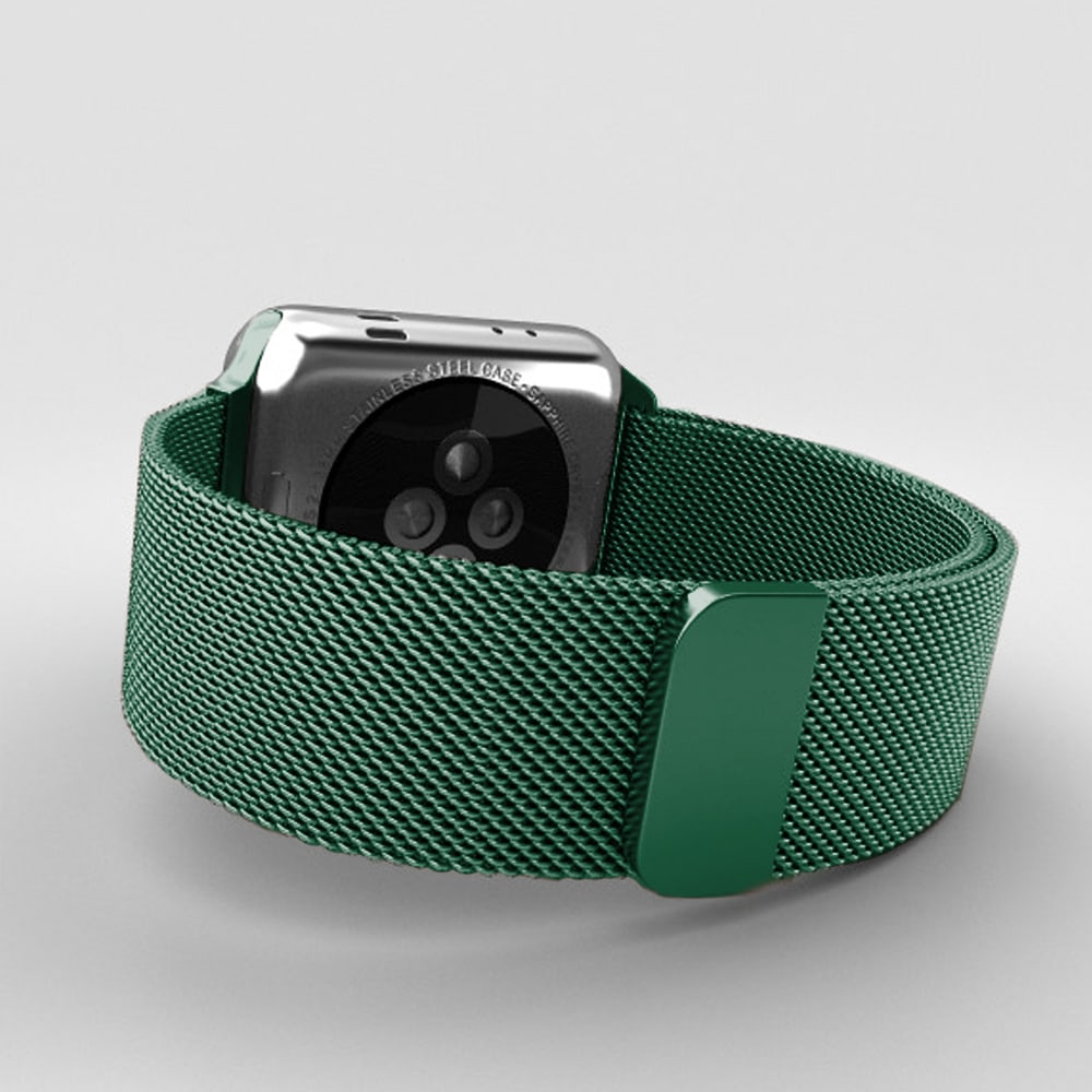 Zielona bransoleta milanese elegancka do zegarka Apple Watch Ultra 1-2 / Series 4-10 / SE 44/45/46/49mm