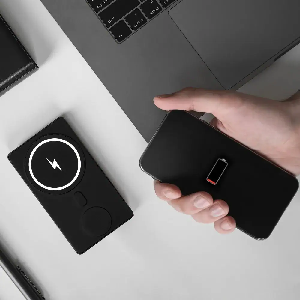 Power bank 5000mAh z ładowaniem bezprzewodowym Magsafe, 15W + ładowanie do Apple Watch, czarny