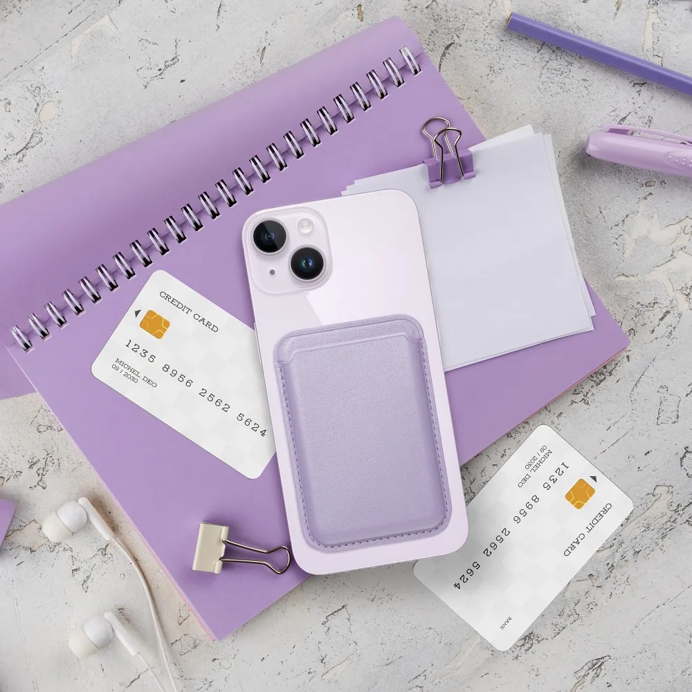 Portfel magnetyczny Leather Mag Wallet, liliowy