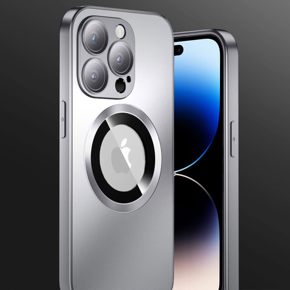 Etui do iPhone 14 Pro Max Noble Brush Silver MagSafe z widocznym logo i osłoną na aparat, srebrne (OUTLET)