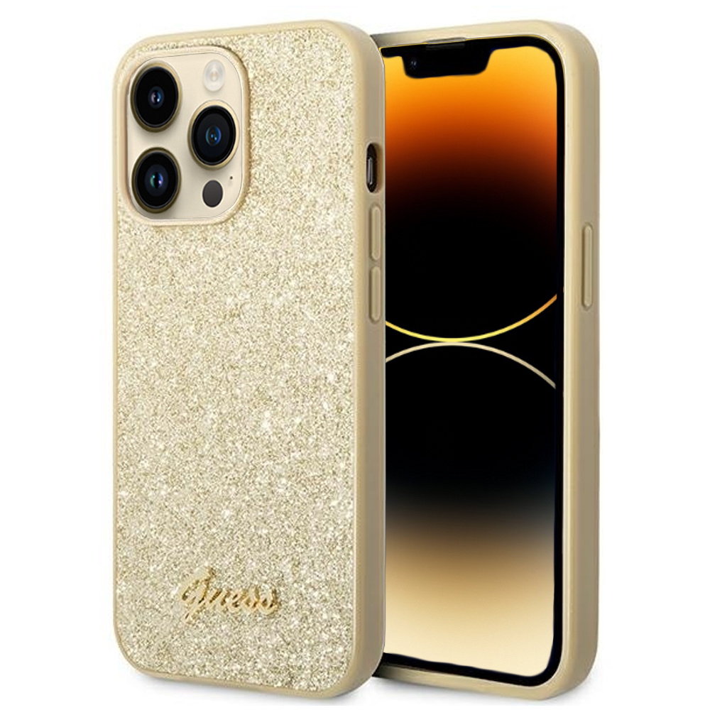Etui do iPhone 14 Pro Max Guess Glitter luksusowe złote