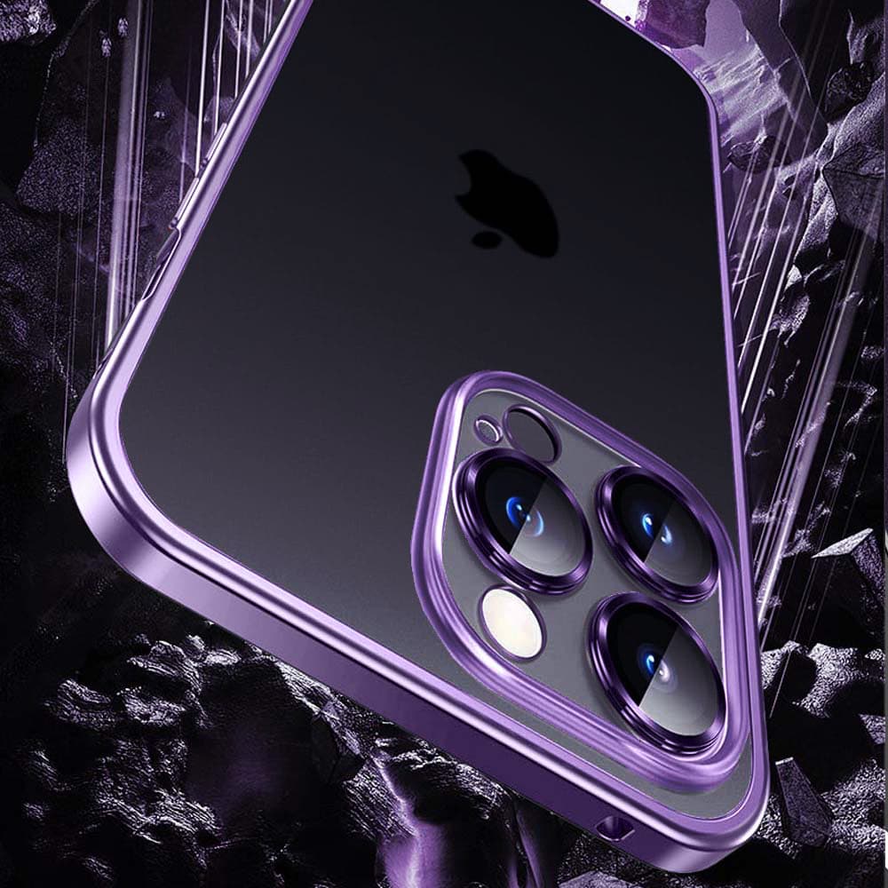 Etui do iPhone 14 Pro Max Metalic Frame Oryginal, ochrona aparatu, purpurowa ramka
