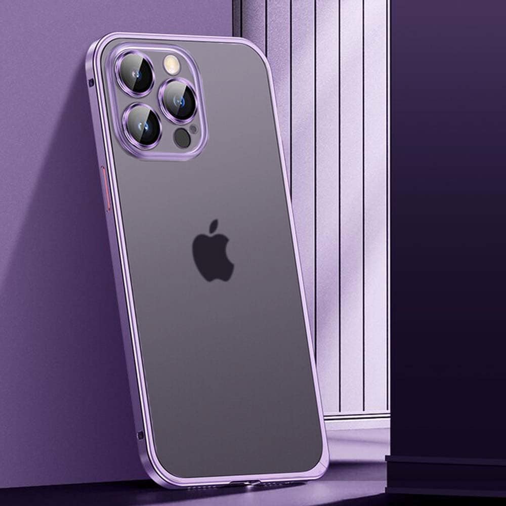 Etui do iPhone 14 Pro Max Metalic Frame Oryginal, ochrona aparatu, purpurowa ramka