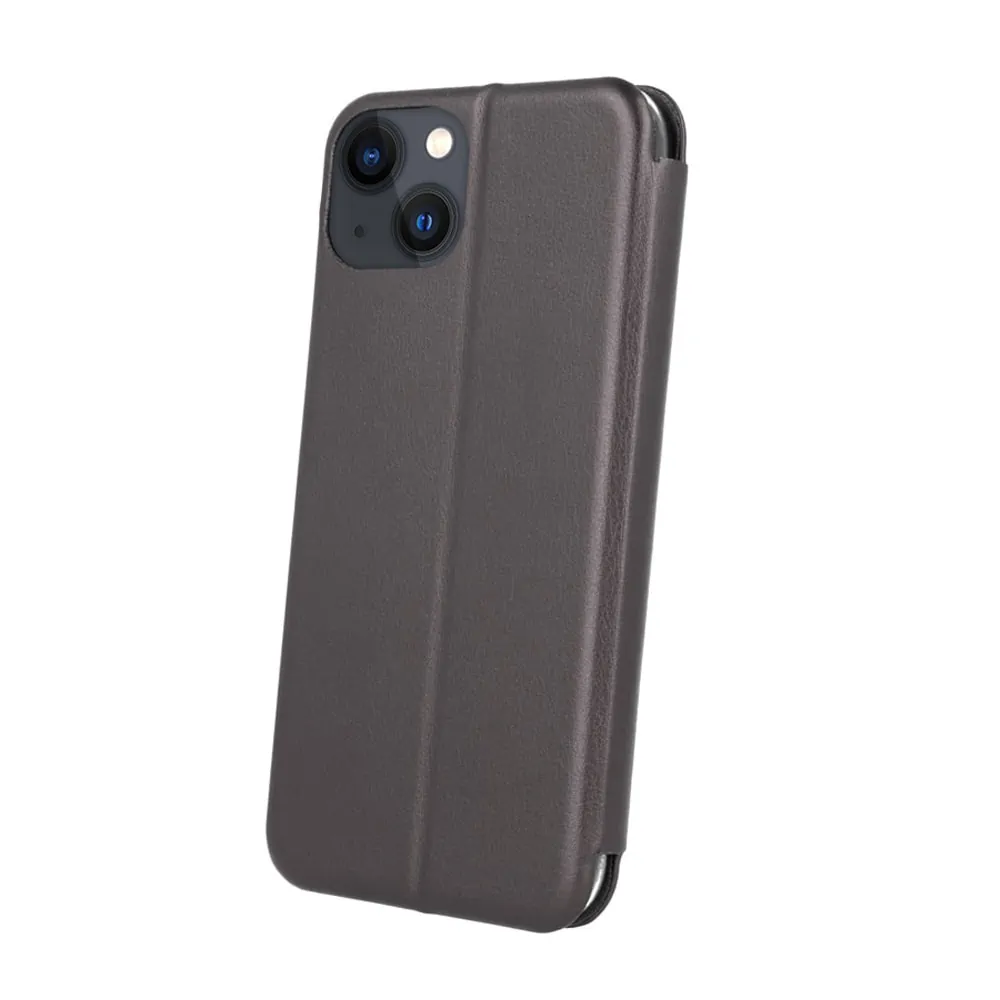 Etui do iPhone 15 Plus klasyczne z magnetyczną klapką, szare stalowe