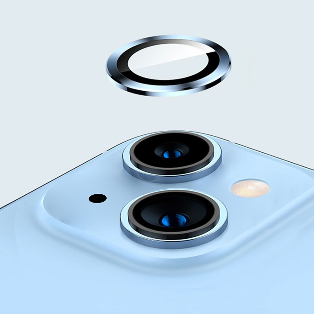 Metalowa osłona obiektywów szkło na aparat iPhone 14 Plus, niebieskie