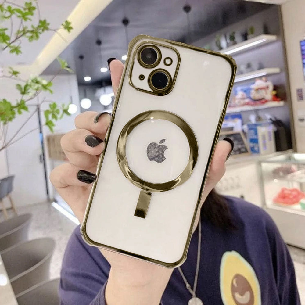 Etui do iPhone 13 MagSafe Protect transparentne ochrona kamery, brązowe złoto