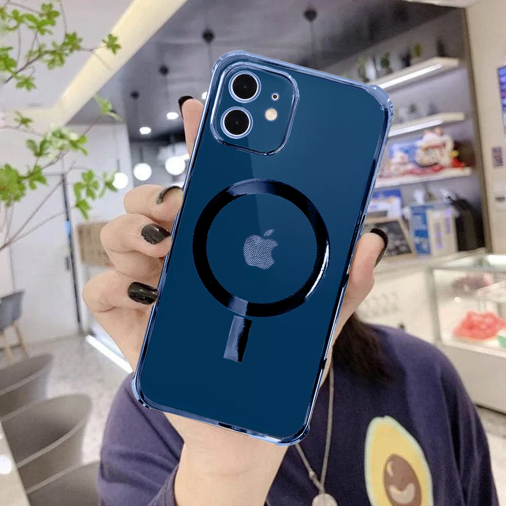 Etui do iPhone 12 MagSafe Protect transparentne ochrona kamery, granatowe